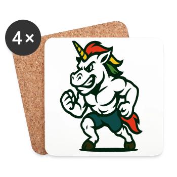 Muscle Unicorn Power Mascot Gym Design - Coasters (set of 4) - white - Front