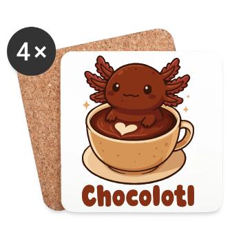  Chocolotl Süßer Axolotl Im Wortspiel Mit Heißer - Untersetzer (4er-Set) - Weiß - Vorne