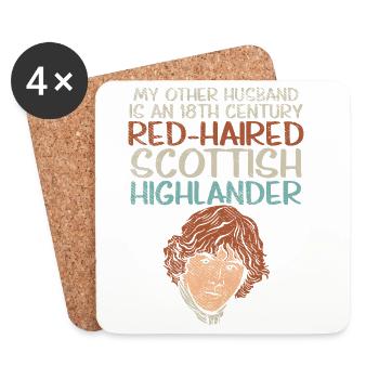 Red-Haired Scottish Highlander Husband Design - Coasters (set of 4) - white - Front