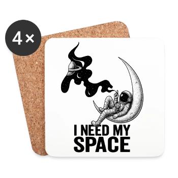 I Need My Space – Cosmic Astronaut on the Moon - Coasters (set of 4) - white - Front