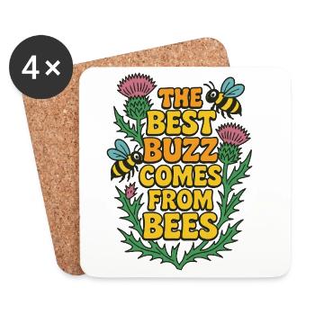 Best Buzz Comes From Bees - Coasters (set of 4) - white - Front