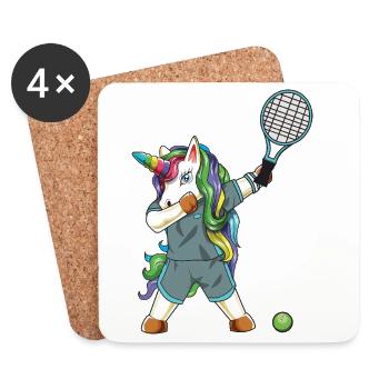 Dab Tennis Licorne Cadeau Mignon Athlète Magique - Dessous de verre (lot de 4) - blanc - Devant