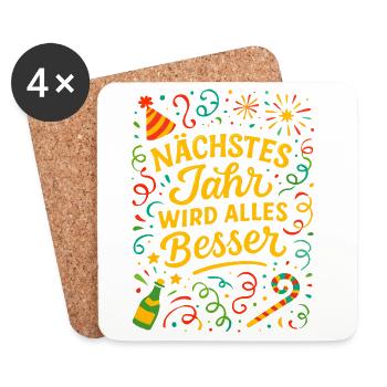 Feuerwerk Silvester Konfetti Glück Neujahr - Untersetzer (4er-Set) - Weiß - Vorne