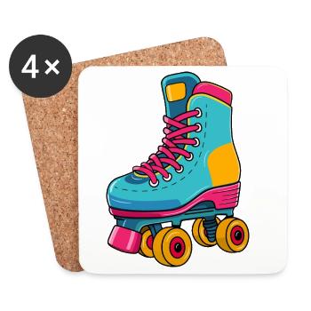 Retro Rollschuh – Bunt & Kultig - Untersetzer (4er-Set) - Weiß - Vorne