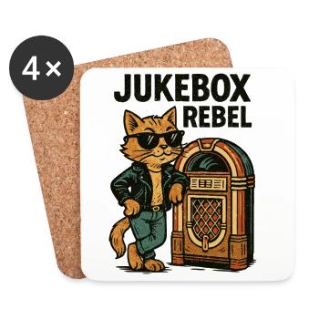 Rockabilly Jukebox Cool Cat Rebel Cadeau rétro - Dessous de verre (lot de 4) - blanc - Devant