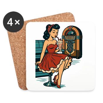 Rockabilly 50er Diner Milchshake Jukebox Retro  - Untersetzer (4er-Set) - Weiß - Vorne