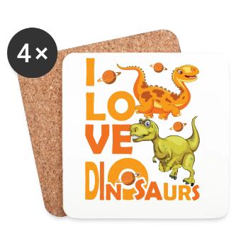 Love Dinosaures - Coasters (set of 4) - white - Front