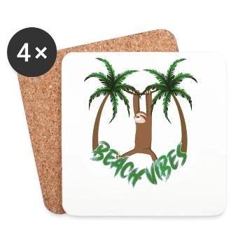 Ambiance de plage Paresseuse - Dessous de verre (lot de 4) - blanc - Devant