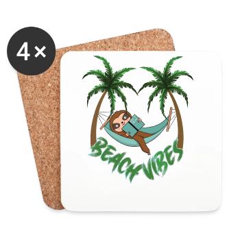 Plage de paresseux chaude pour se détendre - Dessous de verre (lot de 4) - blanc - Devant