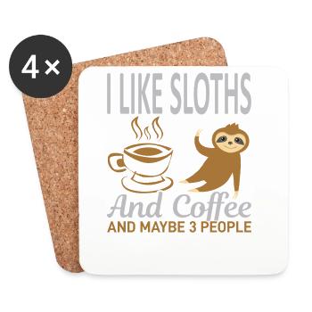 Likes sloths coffee 3 people - Untersetzer (4er-Set) - Weiß - Vorne