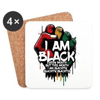 Je suis noir chaque mois - Dessous de verre (lot de 4) - blanc - Devant