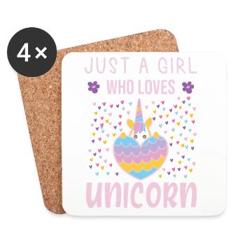 Juste une fille qui aime la licorne - Dessous de verre (lot de 4) - blanc - Devant