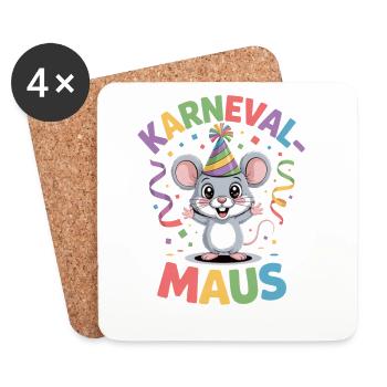 Costume de la souris de carnaval - Dessous de verre (lot de 4) - blanc - Devant