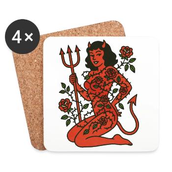 Tatouage de la demoiselle Rose - Dessous de verre (lot de 4) - blanc - Devant