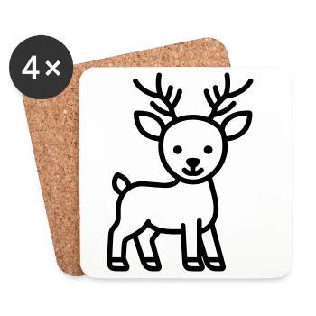 cerf - Dessous de verre (lot de 4) - blanc - Devant