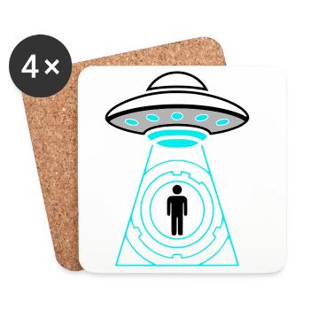 UFO Abduction Beam Me Up Vector - Coasters (set of 4) - white - Front