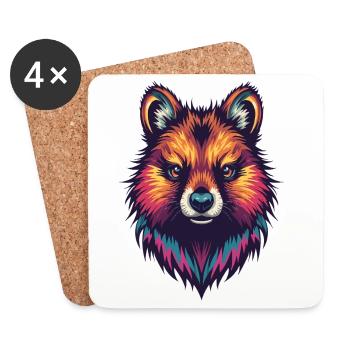 Colored Quokka Portrait - Coasters (set of 4) - white - Front
