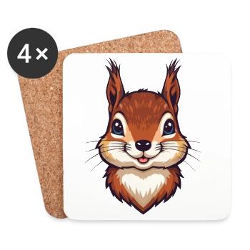 Süßer Eichhörnchen Kopf - Untersetzer (4er-Set) - Weiß - Vorne