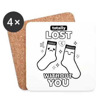 Totally Lost Without You Socks - Coasters (set of 4) - white - Front