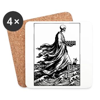 skeleton plays chess - Coasters (set of 4) - white - Front