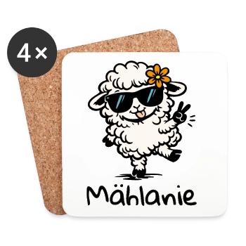 Mählanie Funny Sheep Pun Melanie Name - Coasters (set of 4) - white - Front