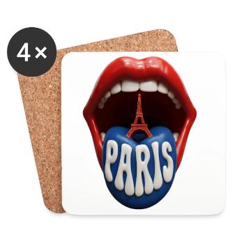 Paris Tongue Pop Art - Untersetzer (4er-Set) - Weiß - Vorne
