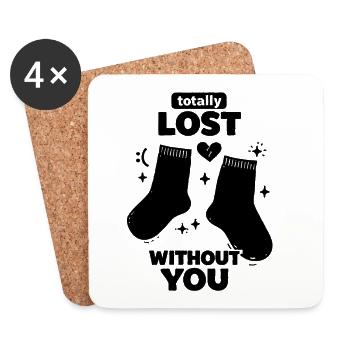 Totally Lost Without You – Witziger Socken Spruch - Untersetzer (4er-Set) - Weiß - Vorne