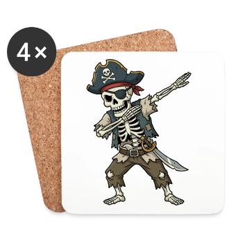 Pirate Dab – Dessin animé squelettique drôle - Dessous de verre (lot de 4) - blanc - Devant