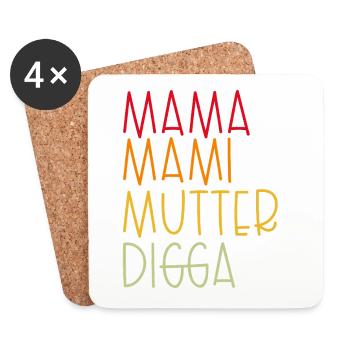 Mama Mami  Mutter Digga - Untersetzer (4er-Set) - Weiß - Vorne