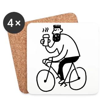 Hipster Biker - Coasters (set of 4) - white - Front