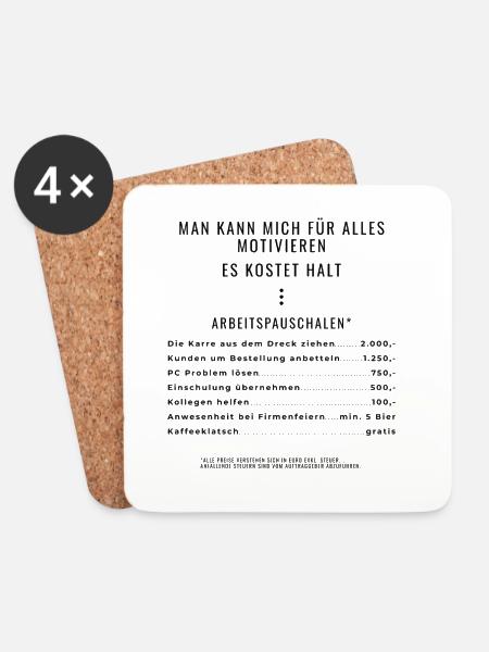 Motivation through packages Backprint - Coasters (set of 4) - white
