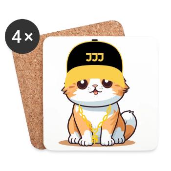 Swag cat - cool cat - Coasters (set of 4) - white - Front