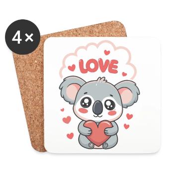 Koalaherz Liebe süß - Untersetzer (4er-Set) - Weiß - Vorne