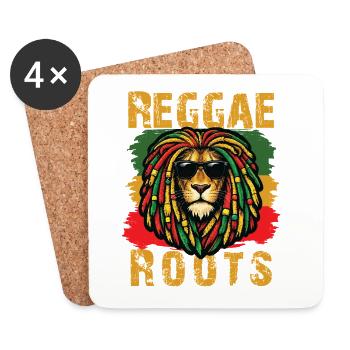Lion Reggae Roots Rasta-Vibe - Untersetzer (4er-Set) - Weiß - Vorne