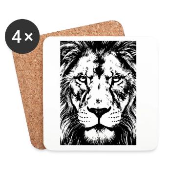Lion Gaze Intense Power - Coasters (set of 4) - white - Front