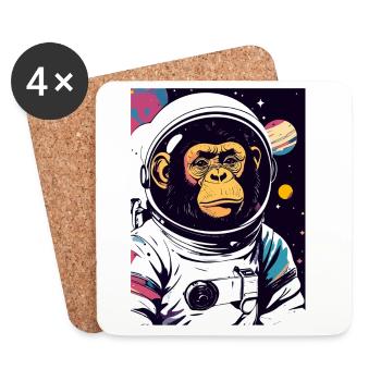 Astro Monkey in Space Suit Atroonaut Chimpanzee Motif - Coasters (set of 4) - white - Front