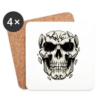 Splitternder Schädel – Gothic Grafik - Untersetzer (4er-Set) - Weiß - Vorne