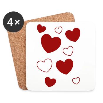 red heart red gift valentine's day - Coasters (set of 4) - white - Front