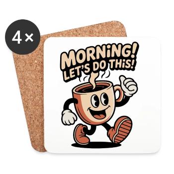 Motivation du café du matin - Dessous de verre (lot de 4) - blanc - Devant