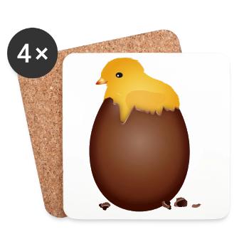 Schokoladen-Osterei mit süßem Küken - Untersetzer (4er-Set) - Weiß - Vorne