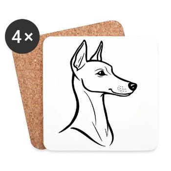 Art au trait minimaliste Whippet - Design élégant de chien - Dessous de verre (lot de 4) - blanc - Devant