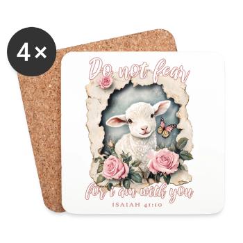 Agneau avec verset biblique - Dessous de verre (lot de 4) - blanc - Devant