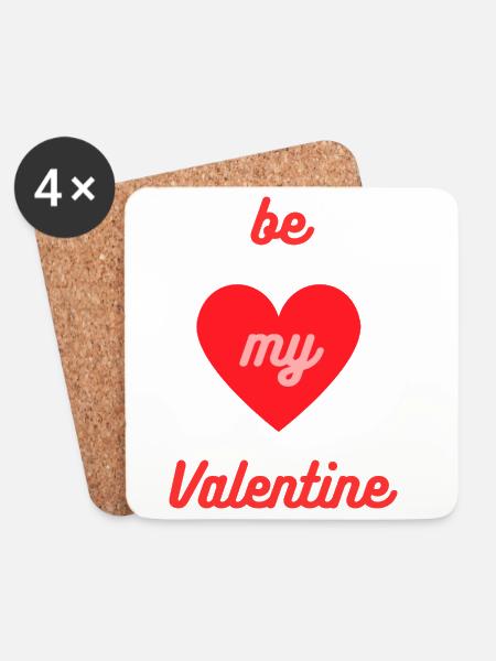 Be my Valentine Herz-Design - Untersetzer (4er-Set) - Weiß