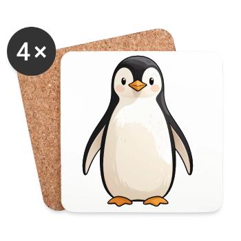Style dessin animé Penguin mignon - Dessous de verre (lot de 4) - blanc - Devant