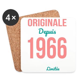 Original seit 1966 – 60-jähriges Jubiläum - Untersetzer (4er-Set) - Weiß - Vorne