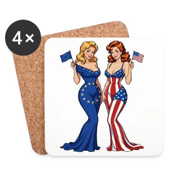 Patriotic Duo EU vs US - Coasters (set of 4) - white - Front