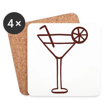 Minimalist Cocktail Line Art - Coasters (set of 4) - white - Front