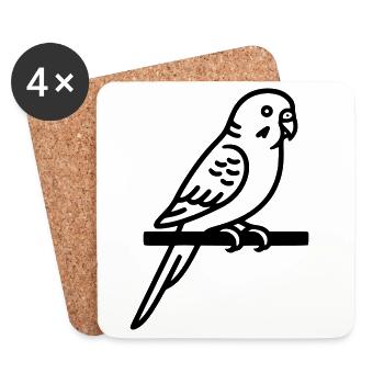 Budgie Bird Parakeet Pet - Coasters (set of 4) - white - Front