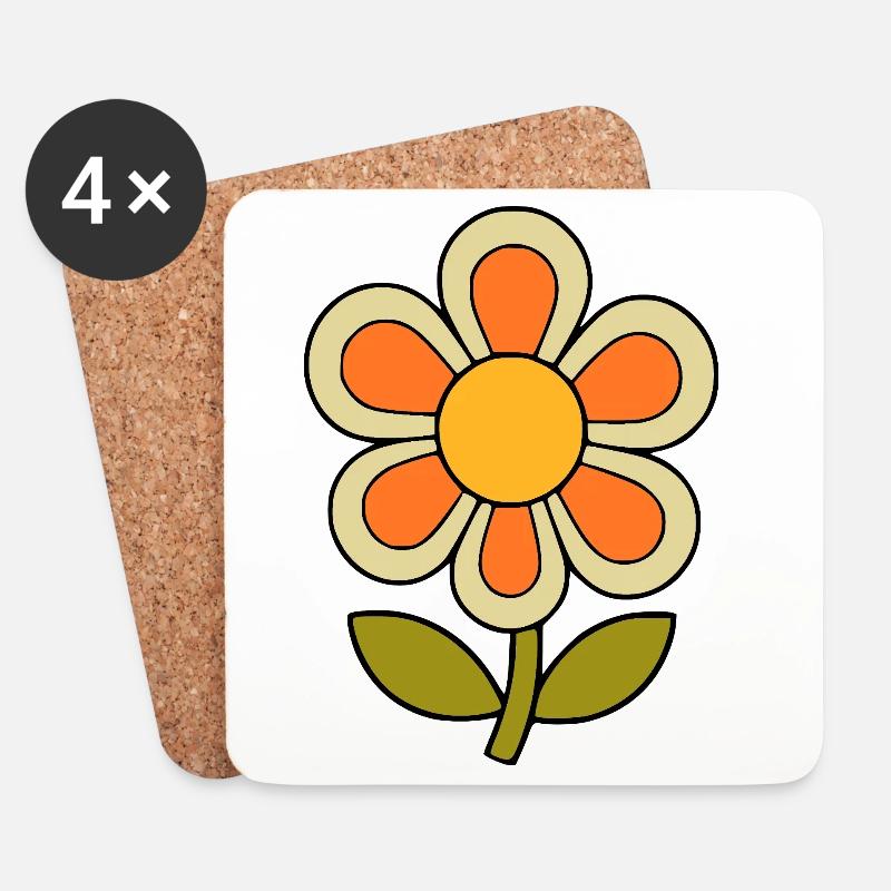 70er Jahre Blume Muster Retro flowerpower - Untersetzer (4er-Set) - Weiß