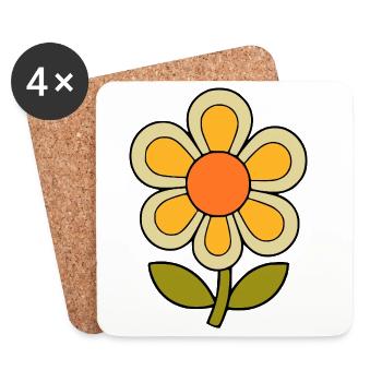 70er Jahre Blume Muster Retro flowerpower - Untersetzer (4er-Set) - Weiß - Vorne